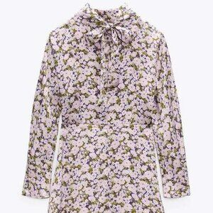 Zara floral printed mini dress, pink Size M NWT